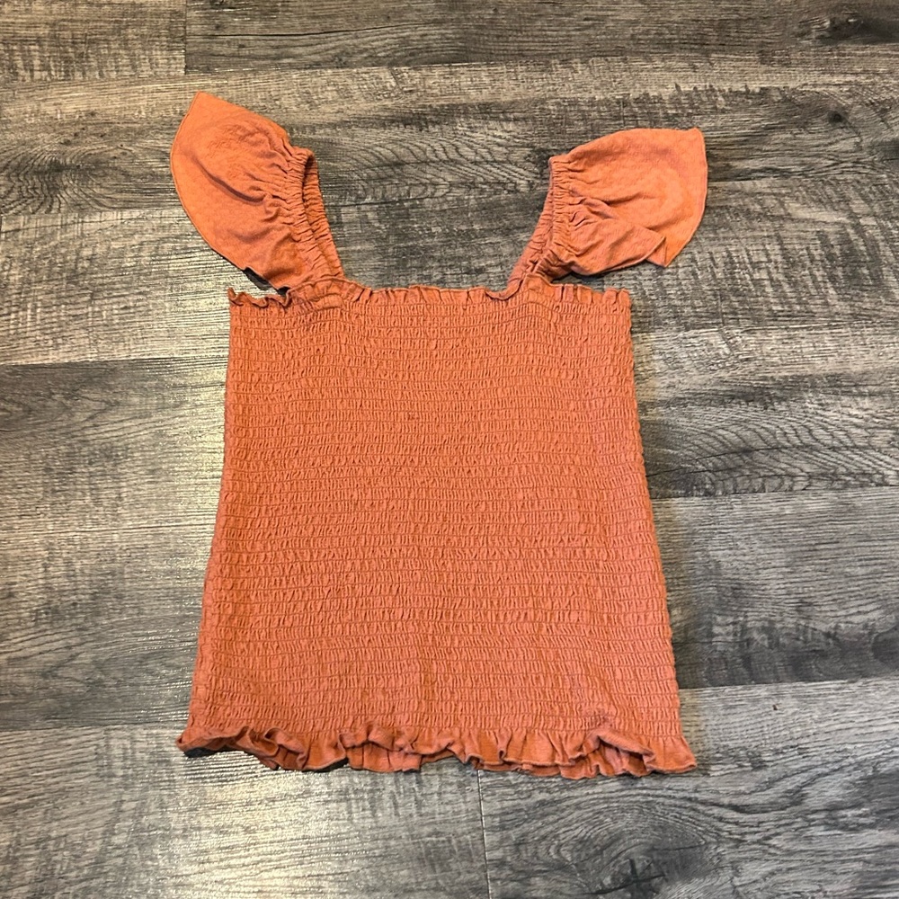 Burnt Orange Ruched Tank Top